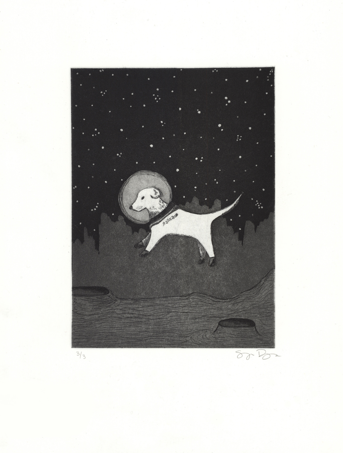 Astronaut Dog on the Moon Print